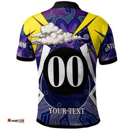 Amazing Aussie Melbourne Storm Custom Championship Melbourne Storm Mascot with Aboriginal Inspired Pattern Player And Number Polo Shirt