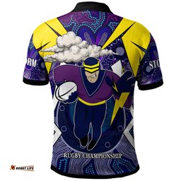Amazing Aussie Melbourne Storm Custom Championship Melbourne Storm Mascot with Aboriginal Inspired Pattern Player And Number Polo Shirt