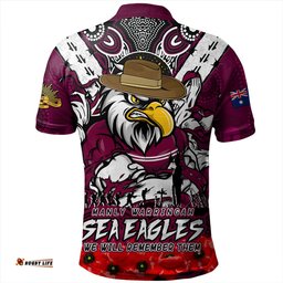 Amazing Aussie Manly Warringah Sea Eagles Ripped Legacy Of The Game The ANZAC Spirit Lives On Polo Shirt