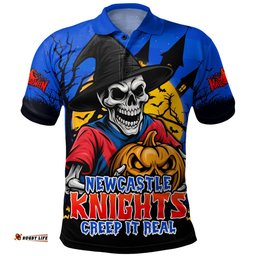 Amazing Aussie Newcastle Knights Dark Moon Rugby Halloween Battle Edition Polo Shirt