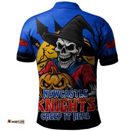Amazing Aussie Newcastle Knights Dark Moon Rugby Halloween Battle Edition Polo Shirt