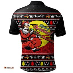 Amazing Aussie Australia Aboriginal Didgeridoo Santa Christmas Polo Shirt