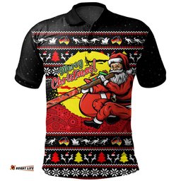 Amazing Aussie Australia Aboriginal Didgeridoo Santa Christmas Polo Shirt