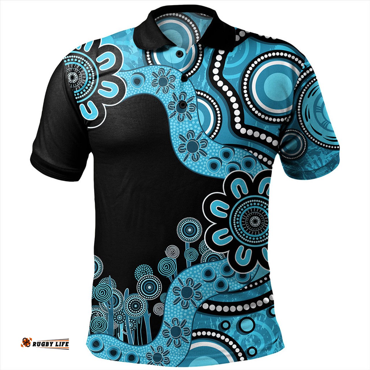 Amazing Aussie Australia Aboriginal Indigenous Dot Painting Blue Polo Shirt