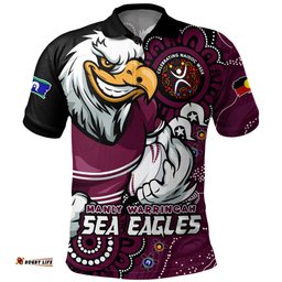 Amazing Aussie Manly Warringah Sea Eagles Power Through Generations NAIDOC Edition Polo Shirt