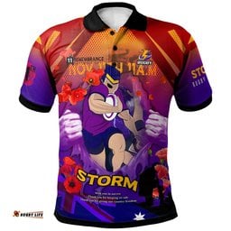 Amazing Aussie Melbourne Storm Custom Melbourne Storm Remembrance Day Lest We Forget Poppies Polo Shirt