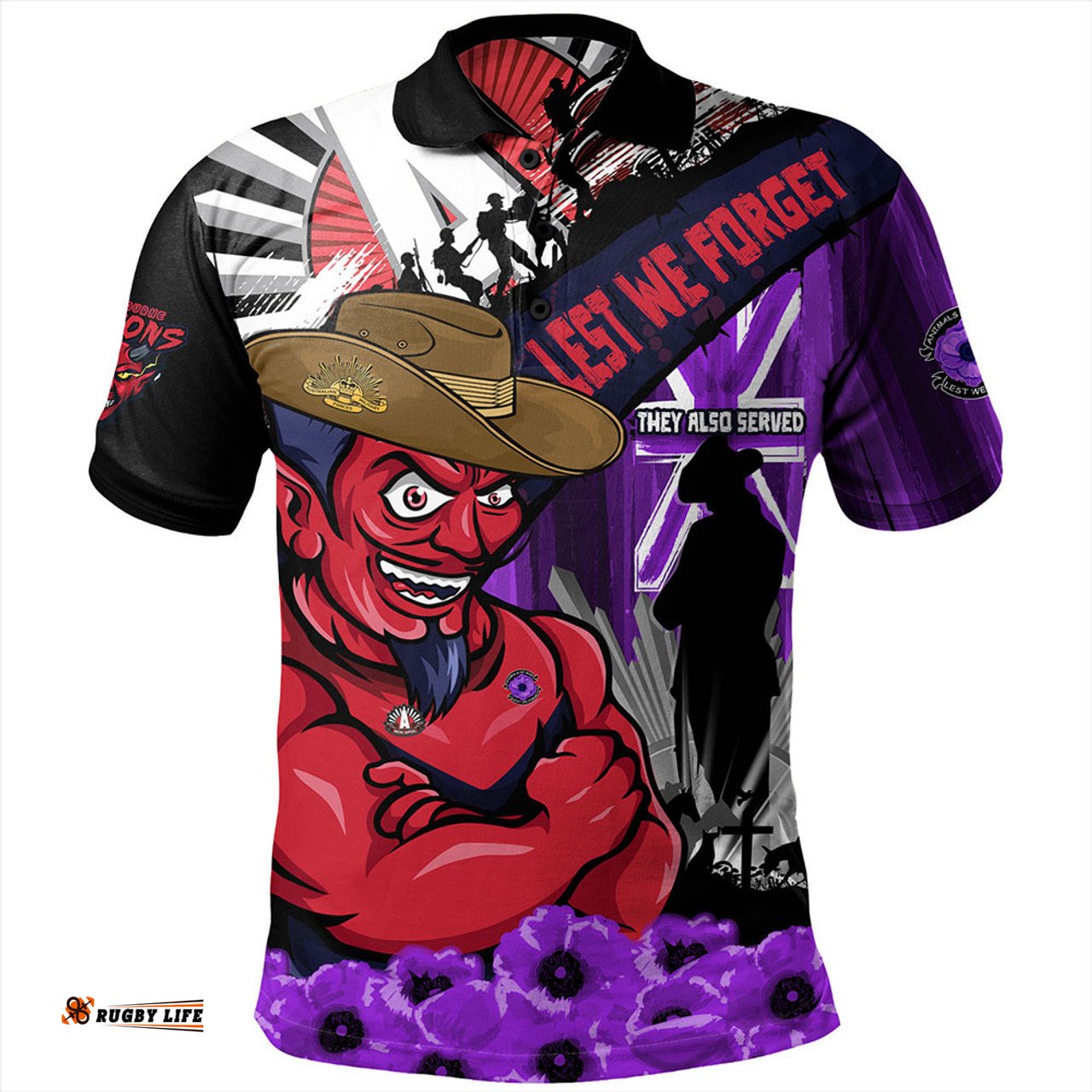 Amazing Aussie Melbourne ANZAC Day Honor Purple Valor And Spirit Polo Shirt