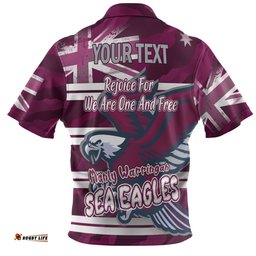 Amazing Aussie Manly Warringah Sea Eagles Happy Australia Day We Are One And Free Polo Shirt