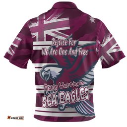 Amazing Aussie Manly Warringah Sea Eagles Happy Australia Day We Are One And Free Polo Shirt