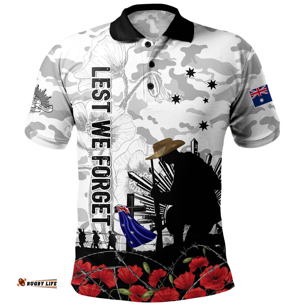 Amazing Aussie Australia Fallen But Not Forgotten Remembrance Day Tribute Polo Shirt