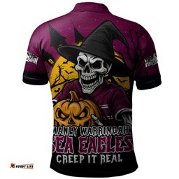 Amazing Aussie Manly Warringah Sea Eagles Dark Moon Rugby Halloween Battle Edition Polo Shirt