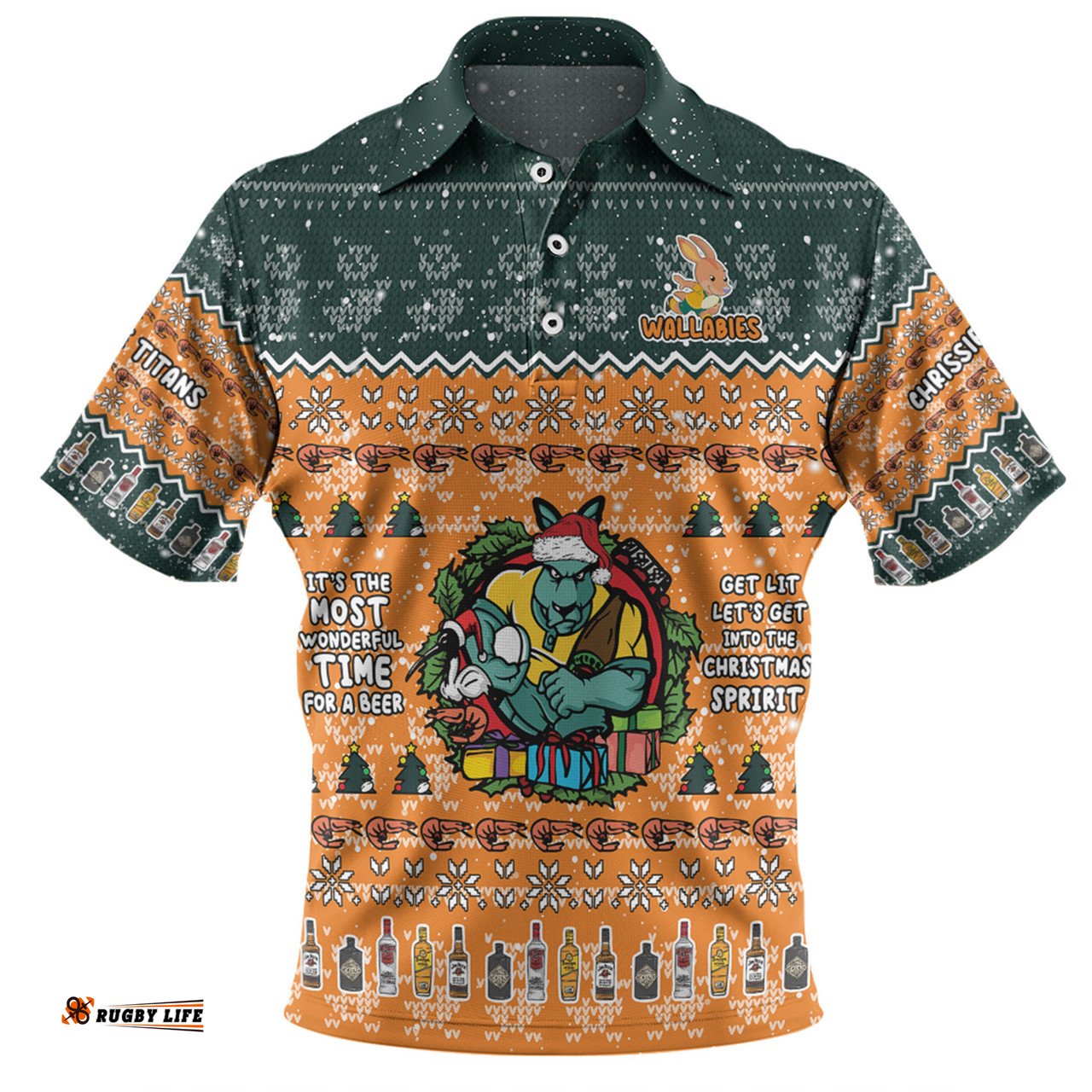 Amazing Aussie Australia Wallabies Christmas Custom Chrissie Spirit Polo Shirt