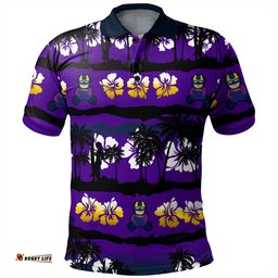 Amazing Aussie Melbourne Storm Tropical Hibiscus and Coconut Trees Polo Shirt