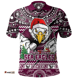 Amazing Aussie Manly Warringah Sea Eagles Aboriginal Xmas Special Ugly Christmas Style Polo Shirt