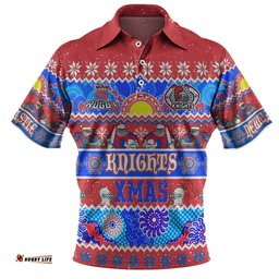 Amazing Aussie Newcastle Knights Christmas Aboriginal Custom Indigenous Knitted Ugly Xmas Style Polo Shirt