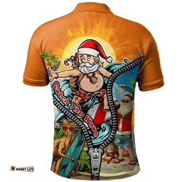 Amazing Aussie Australia Christmas Down Under Santa's Beach Escape Polo Shirt