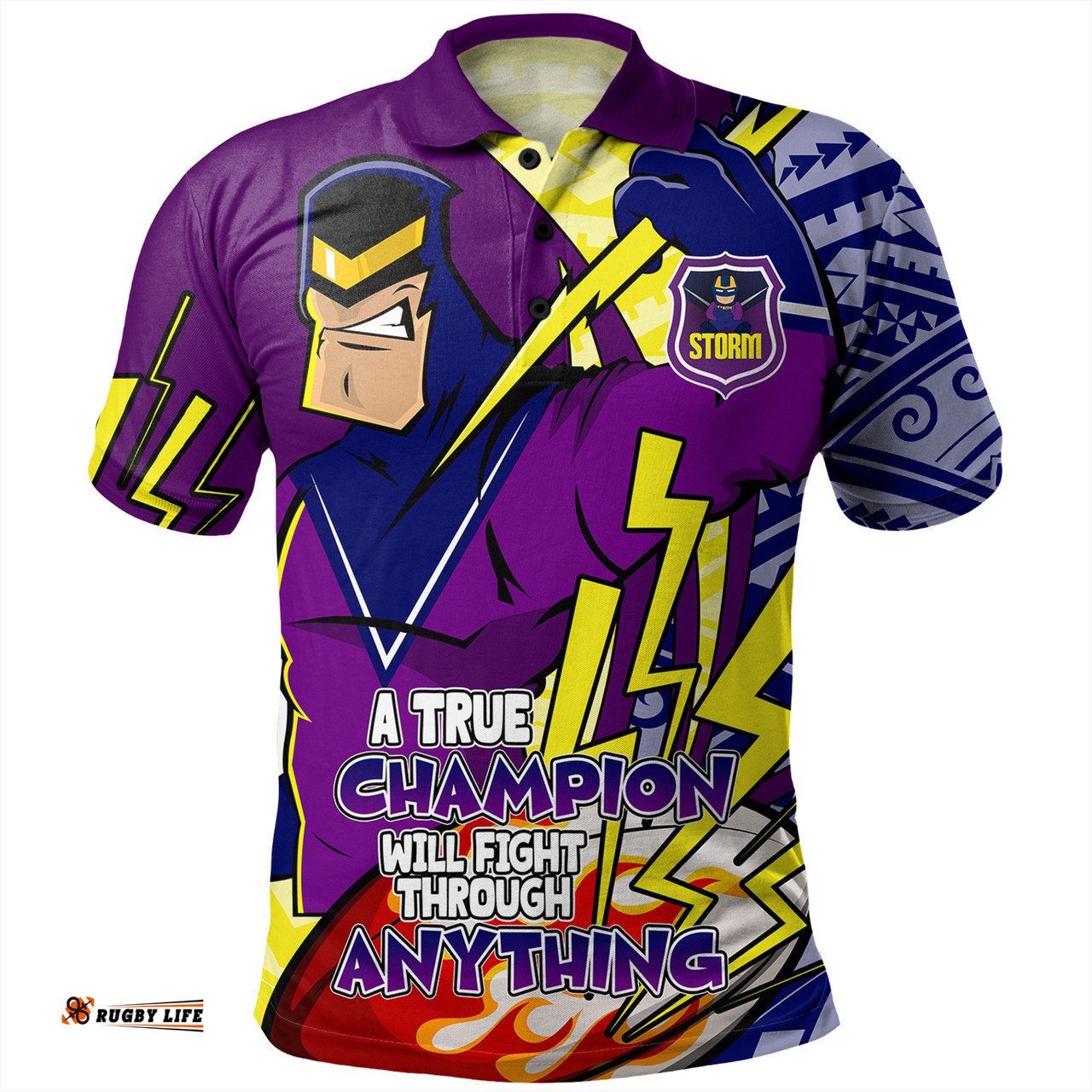 Amazing Aussie Melbourne Storm Grand Final A True Champion Will Fight Through Anything With Polynesian Patterns Polo Shirt