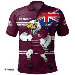 Amazing Aussie Manly Warringah Sea Eagles Custom For Die Hard Fan Australia Flag Scratch Style Polo Shirt