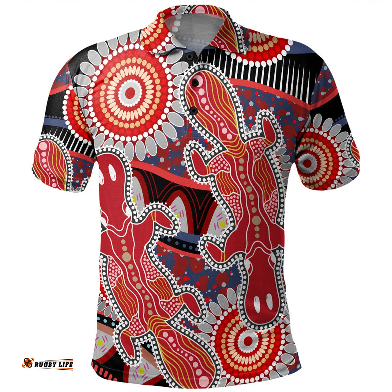 Amazing Aussie Australia Platypus Aboriginal Red Platypus With Aboriginal Art Dot Painting Patterns Inspired Polo Shirt