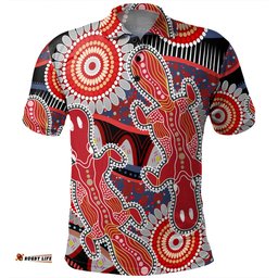 Amazing Aussie Australia Platypus Aboriginal Red Platypus With Aboriginal Art Dot Painting Patterns Inspired Polo Shirt