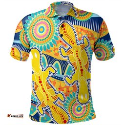Amazing Aussie Australia Platypus Aboriginal Yellow Platypus With Aboriginal Art Dot Painting Patterns Inspired Polo Shirt
