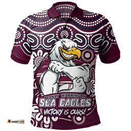 Amazing Aussie Manly Warringah Sea Eagles Aboriginal Inspired Tough Fan Rugby For Life Ver 2.0 Polo Shirt