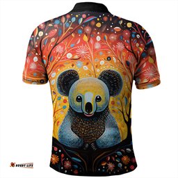 Amazing Aussie Australia Koala Custom Aboriginal Koala With Flowers Polo Shirt