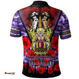 Amazing Aussie Melbourne Storm Custom Remembrance Day Pause To Remember Polo Shirt