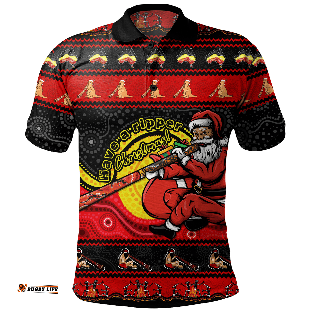 Amazing Aussie Australia Ripper Aboriginal Christmas Down Under Polo Shirt