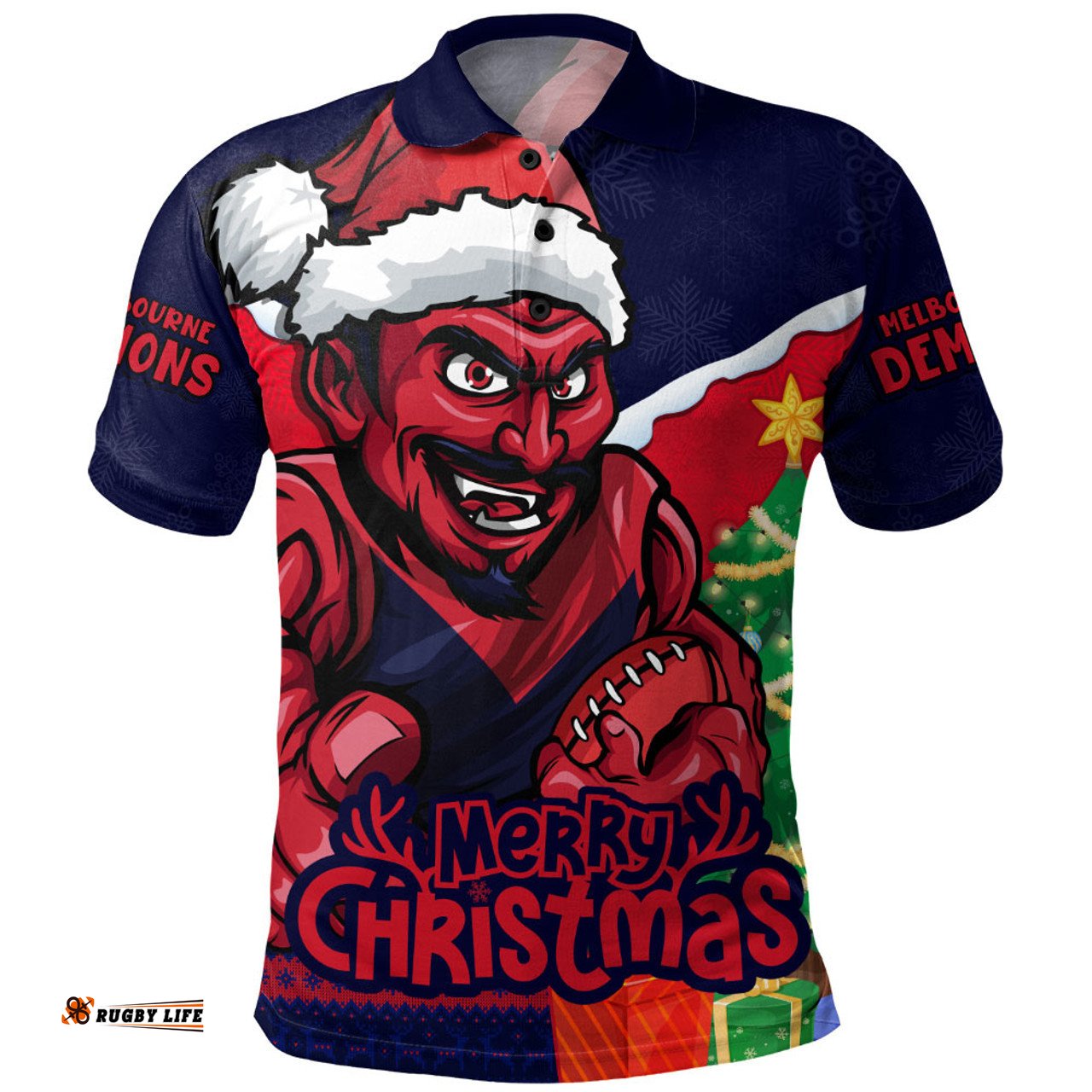 Amazing Aussie Melbourne Santa Scoring Touchdown On Christmas Game Day Polo Shirt