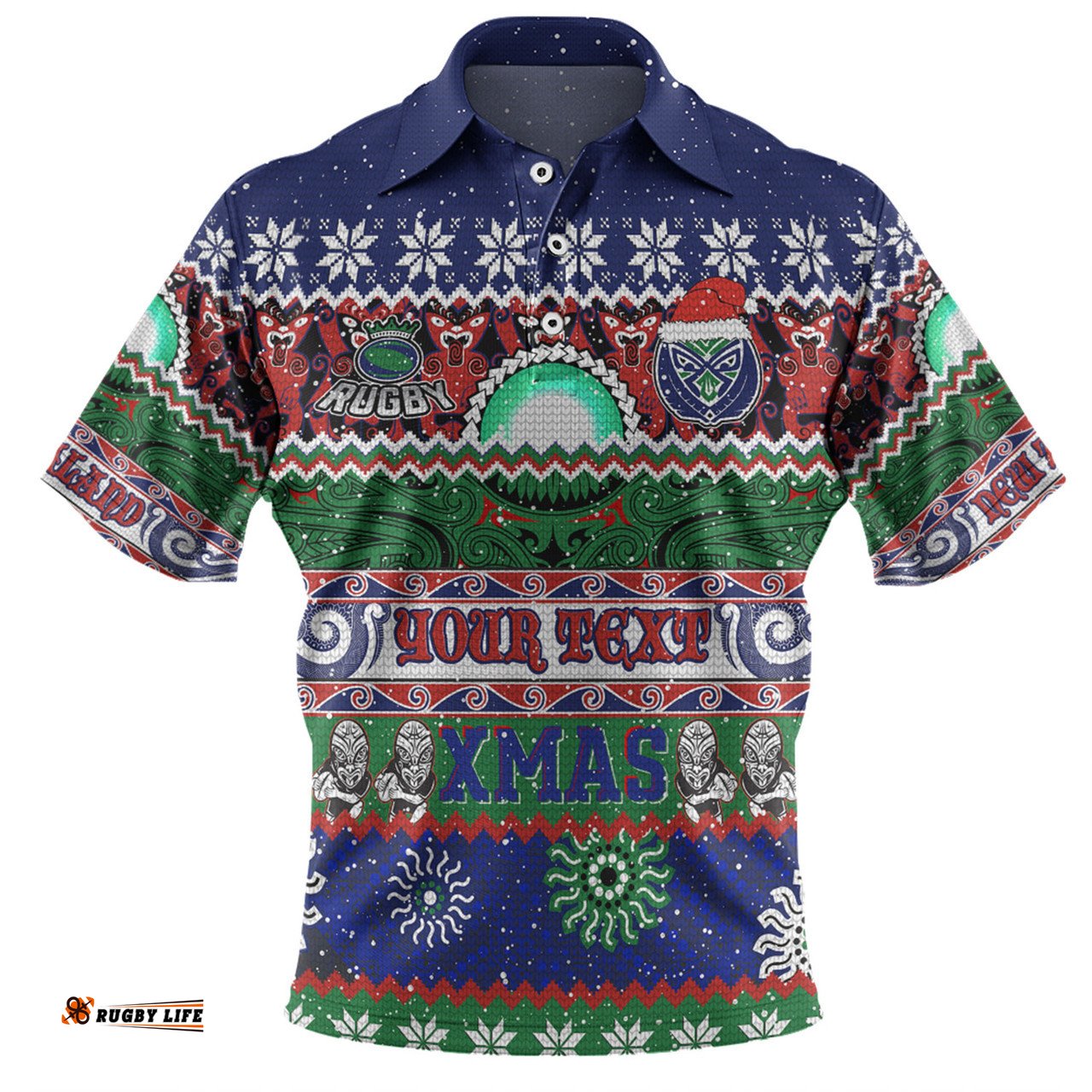 Amazing Aussie New Zealand Warriors Christmas Maori Custom Indigenous Knitted Ugly Xmas Style Polo Shirt