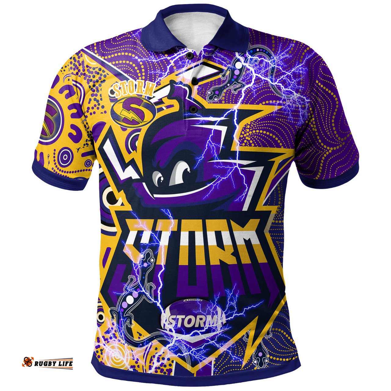Amazing Aussie Melbourne Storm Custom Melbourne Storm Mascot With Aussie Lizards And Ball Polo Shirt