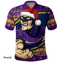 Amazing Aussie Melbourne Storm Ugly Knit Style For Christmas Game Fans Polo Shirt