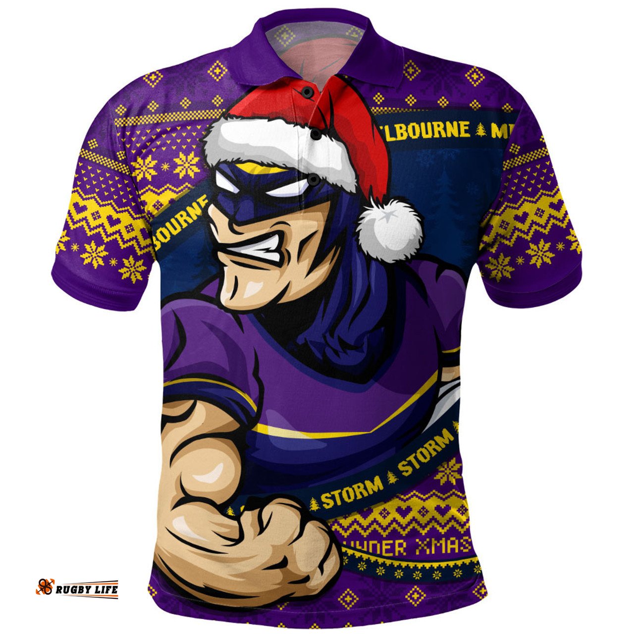 Amazing Aussie Melbourne Storm Ugly Knit Style For Christmas Game Fans Polo Shirt