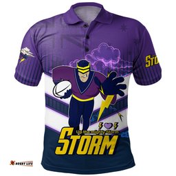 Amazing Aussie Melbourne Storm Melbourne Storm Mascot With Australia Flag Polo Shirt