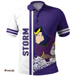 Amazing Aussie Melbourne Storm Melbourne Storm Mascot Quater Style Polo Shirt