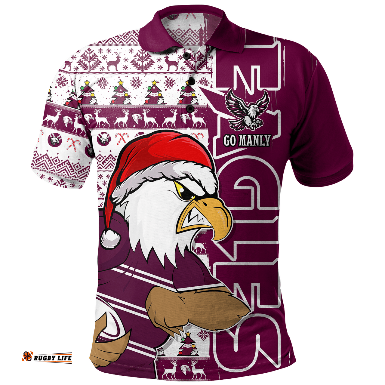 Amazing Aussie Manly Warringah Sea Eagles Merry Ugly Xmas Nordic Pattern Style Polo Shirt