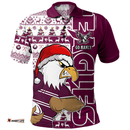 Amazing Aussie Manly Warringah Sea Eagles Merry Ugly Xmas Nordic Pattern Style Polo Shirt