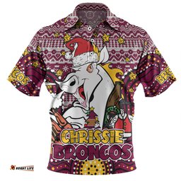 Amazing Aussie Brisbane Broncos Christmas Custom Christmas Knit Patterns Vintage Jersey Ugly Polo Shirt