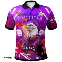 Amazing Aussie Australia Sea Eagles Custom Australia Sea Eagles Remembrance Day Lest We Forget Poppies Polo Shirt