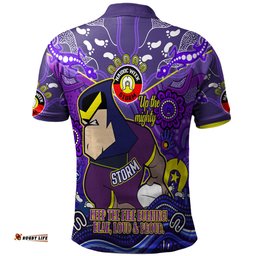 Amazing Aussie Melbourne Storm Custom Naidoc Keep the Fire Burning! Blak, Loud & Proud Home Jersey Polo Shirt