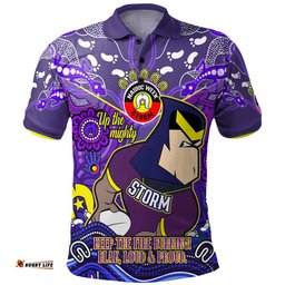 Amazing Aussie Melbourne Storm Custom Naidoc Keep the Fire Burning! Blak, Loud & Proud Home Jersey Polo Shirt