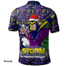 Amazing Aussie Melbourne Storm Merry Ugly Christmas Comic Style Polo Shirt