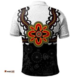 Amazing Aussie Australia Aboriginal Inspired Symbol Pattern White Polo Shirt