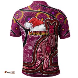 Amazing Aussie Maroons Christmas Rugby Custom Christmas Maroons Kangaroo Polo Shirt