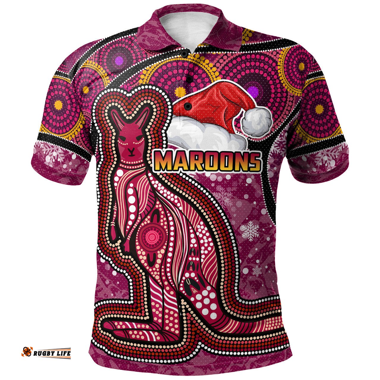 Amazing Aussie Maroons Christmas Rugby Custom Christmas Maroons Kangaroo Polo Shirt