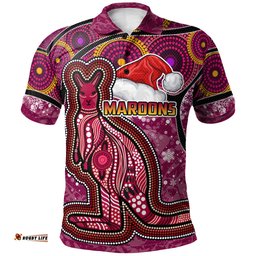 Amazing Aussie Maroons Christmas Rugby Custom Christmas Maroons Kangaroo Polo Shirt
