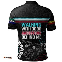 Amazing Aussie Australia Aboriginal Walking with 3000 Ancestors Behind Me Black Polo Shirt