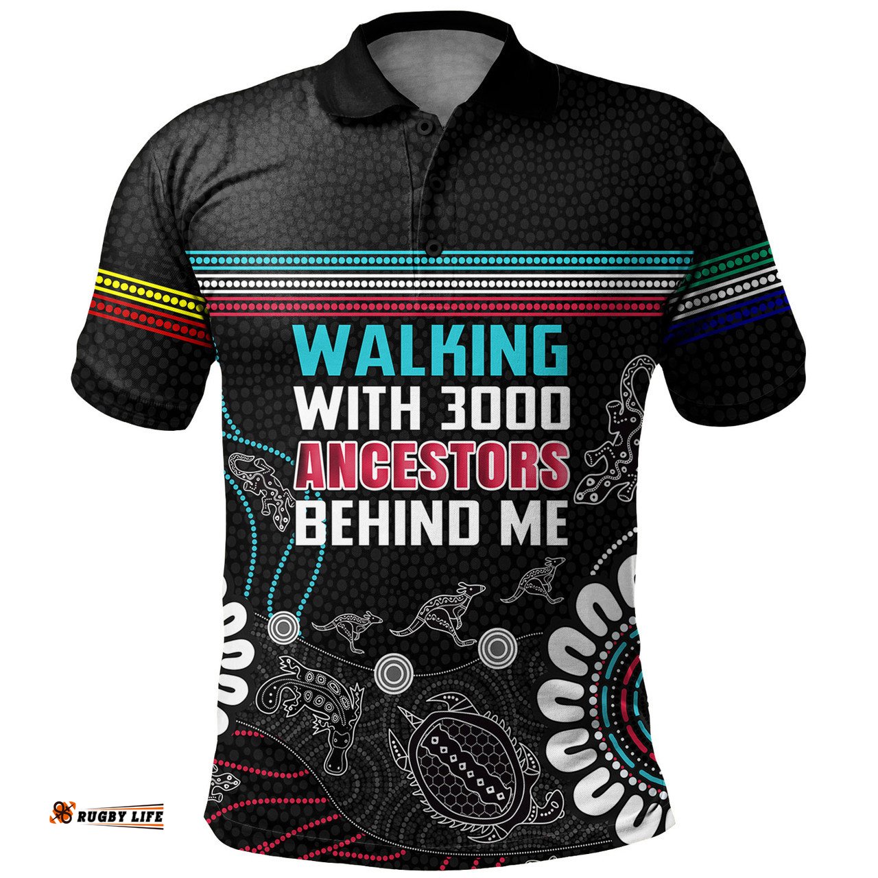 Amazing Aussie Australia Aboriginal Walking with 3000 Ancestors Behind Me Black Polo Shirt