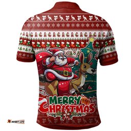 Amazing Aussie Australia Merry Christmas, Santa Claus Riding A Kangaroo Polo Shirt